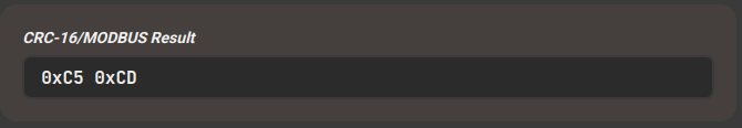 CRC calculation result screen showing the computed CRC value along with little-endian representations in Computools.